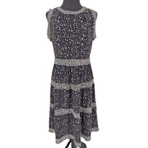 Michael Kors Woman Black White Tiered Fit&Flare Dress Size Small Stretch Zipper